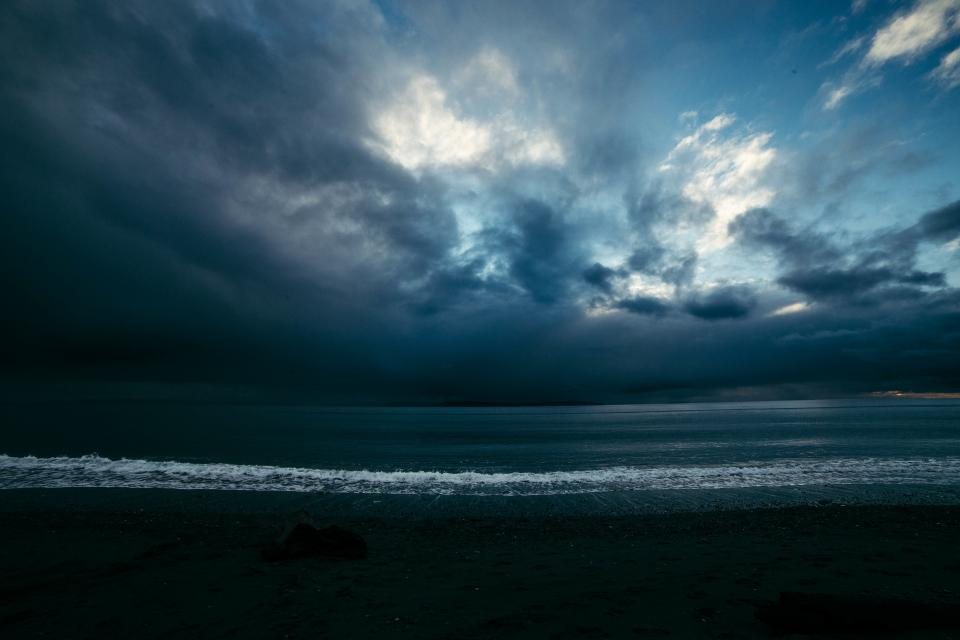 Storm clouds over the ocean